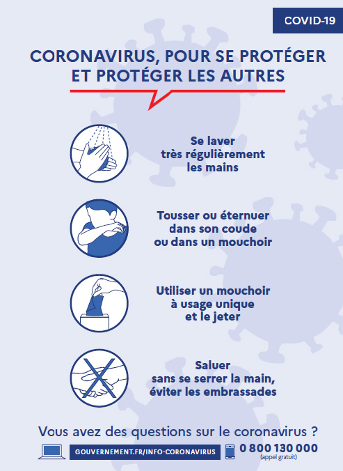 Coronavirus : éviter la propagation du virus Des gestes simples peuvent aider à limiter la propagation du Coronavirus et vous protéger, vous et votre entourage : suivez-les !